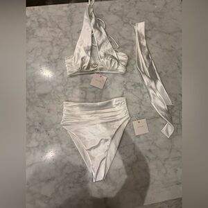 Chic Satin Halter Bikini Set